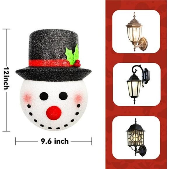 2 Pack Snowman Porch Light Covers Christmas Decorations with Elastic Band - Picture 4 of 7